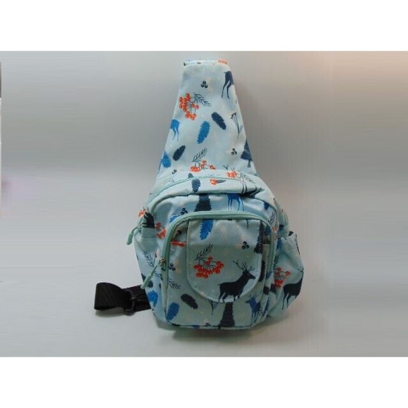 Sling Bag Small Backpack Crossbody Bag Tweens/Adult Unisex Blue Woodland Scene - Picture 1 of 13